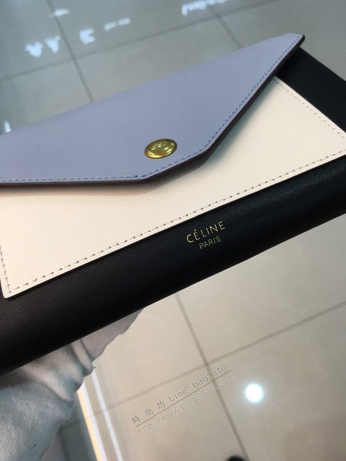 CELINE女包 pocket信封錢包 0136 小牛皮 多功能長錢包 賽琳長款拼色女錢包  sl2058